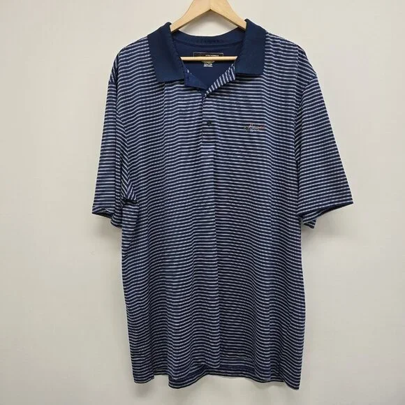 Greg Norman Play Dry Golf Polo Shirt Size XXL Performance Striped Navy White EUC - Picture 1 of 7